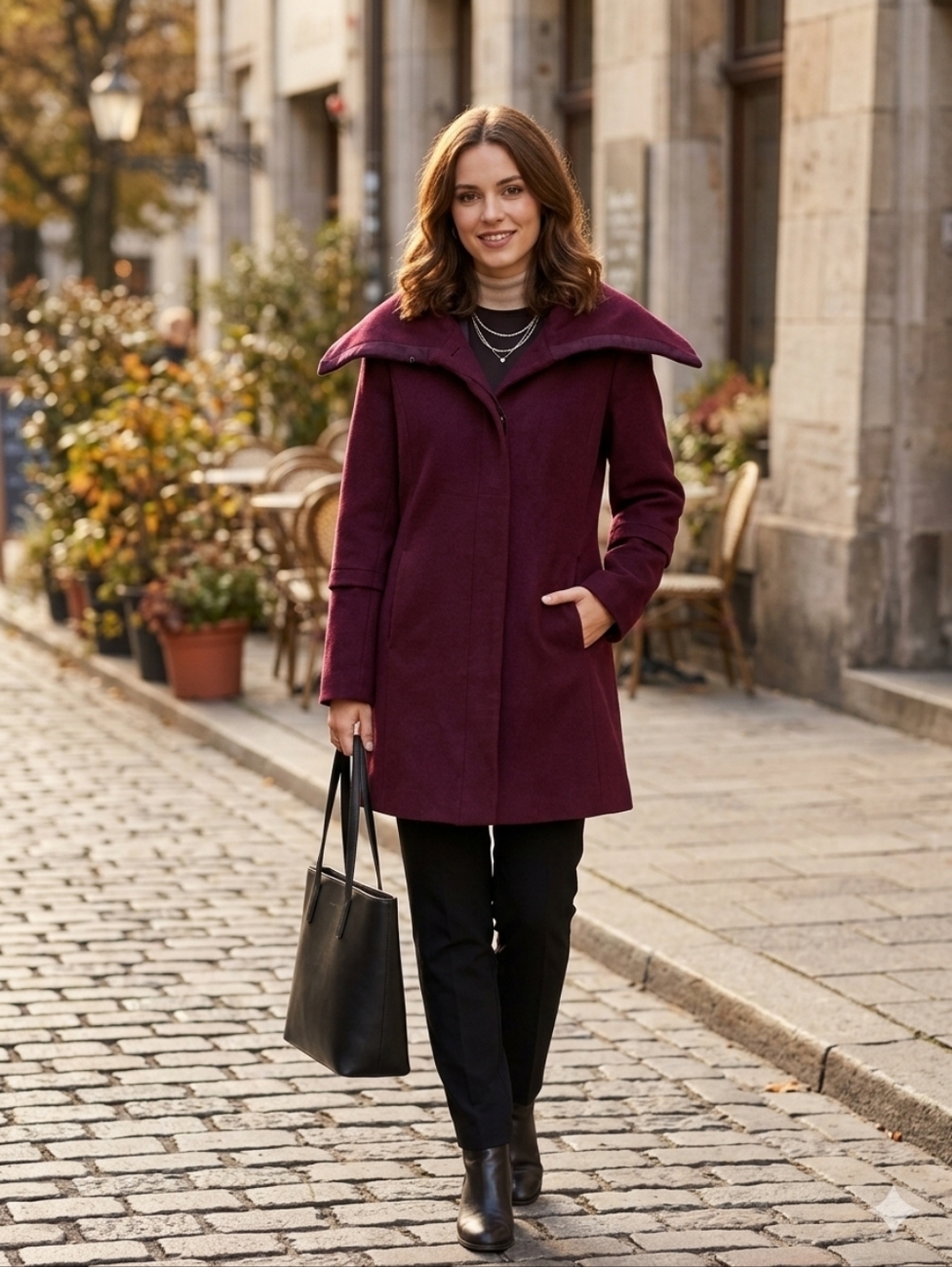 Tahari Bamboo Wool Eggplant Purple Coat Womens Size 2 Office Career Business